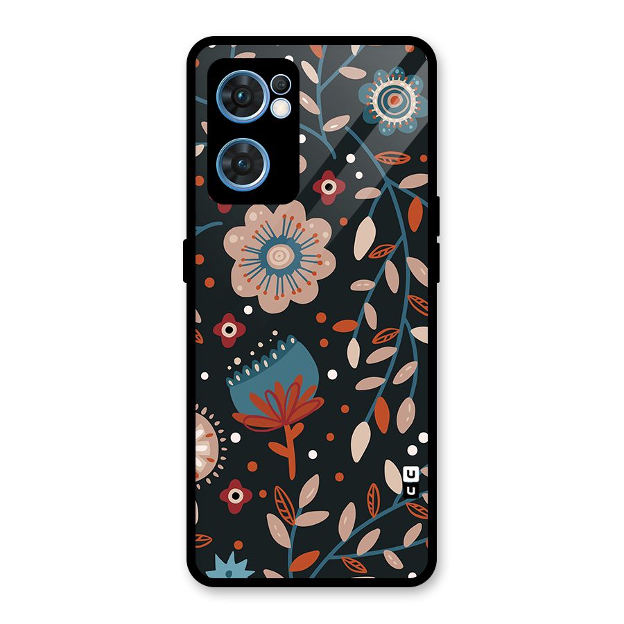Nordic Arts Flowery Space Glass Back Case for Oppo Reno7 5G