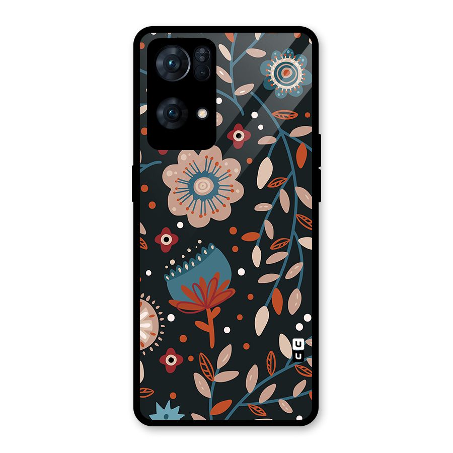Nordic Arts Flowery Space Glass Back Case for Oppo Reno7 Pro 5G