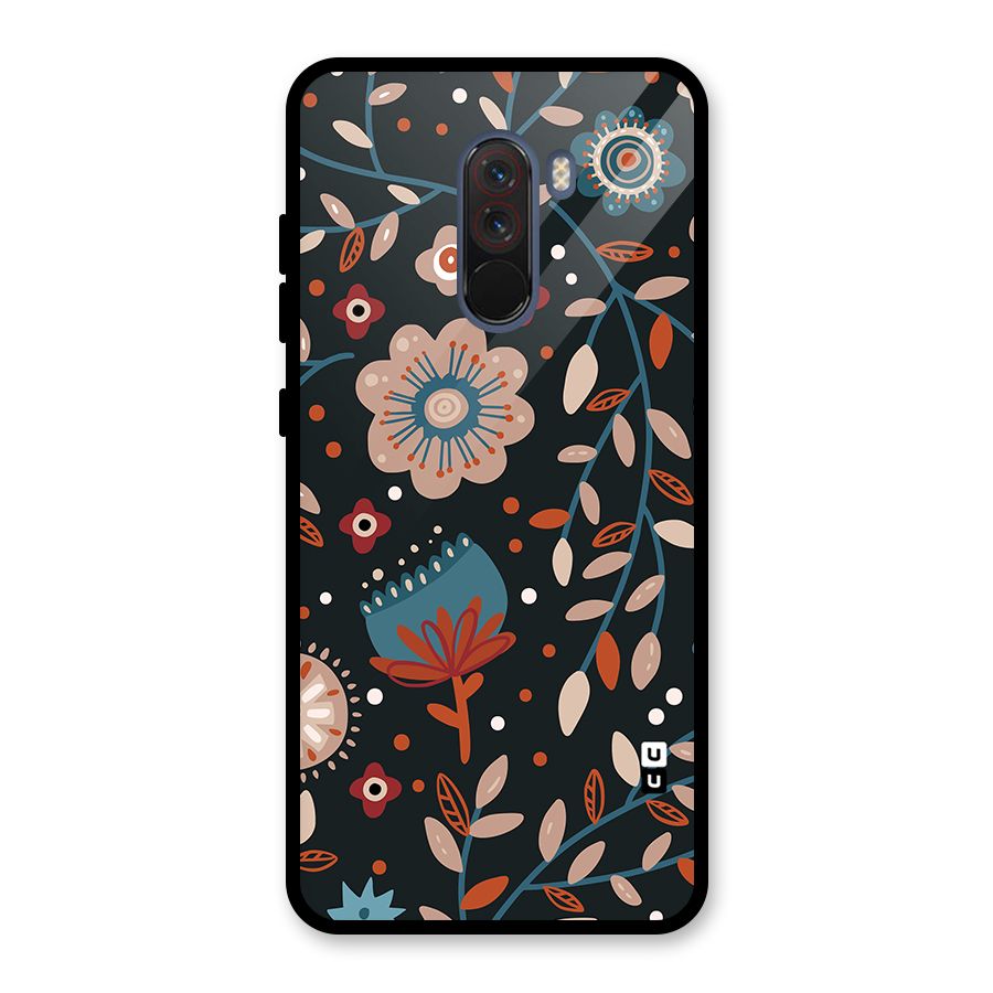 Nordic Arts Flowery Space Glass Back Case for Poco F1