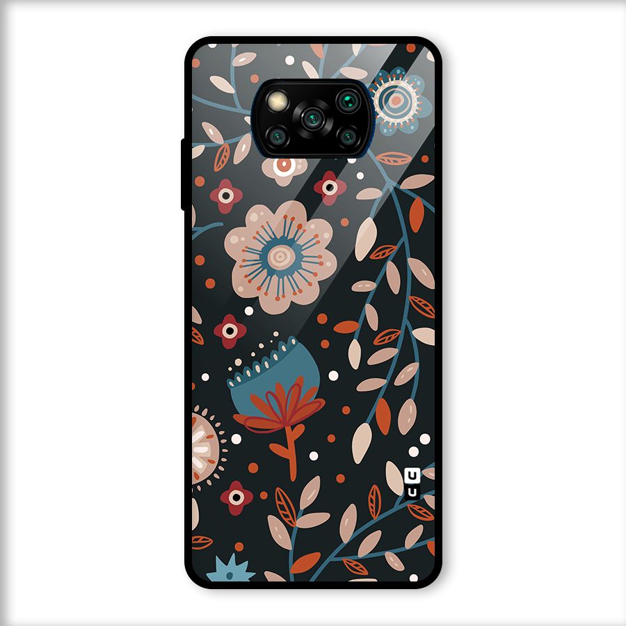 Nordic Arts Flowery Space Glass Back Case for Poco X3