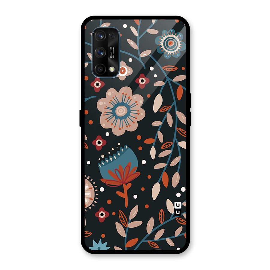 Nordic Arts Flowery Space Glass Back Case for Realme 7 Pro