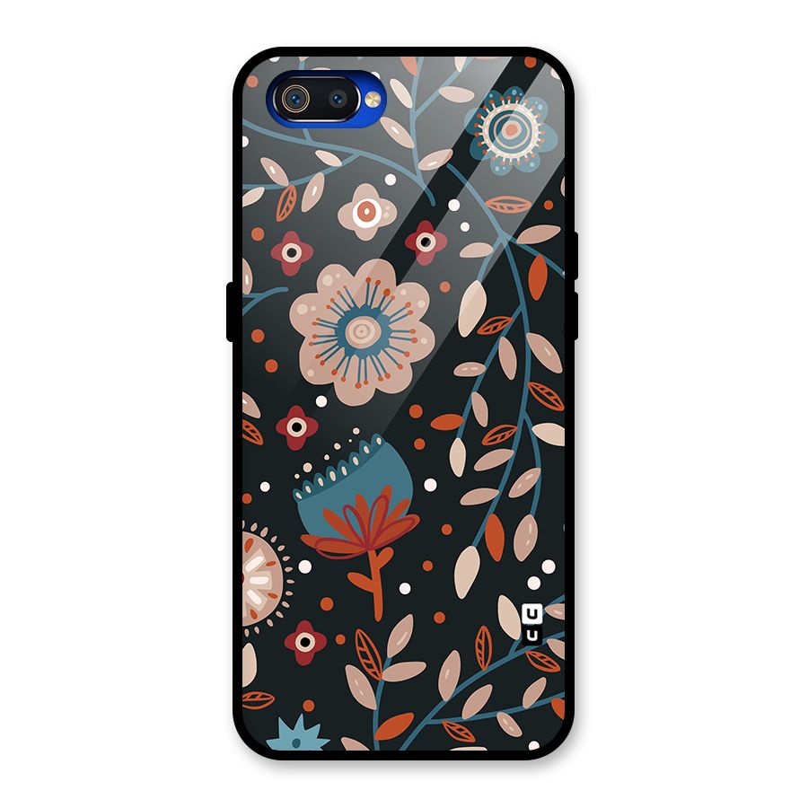 Nordic Arts Flowery Space Glass Back Case for Realme C2