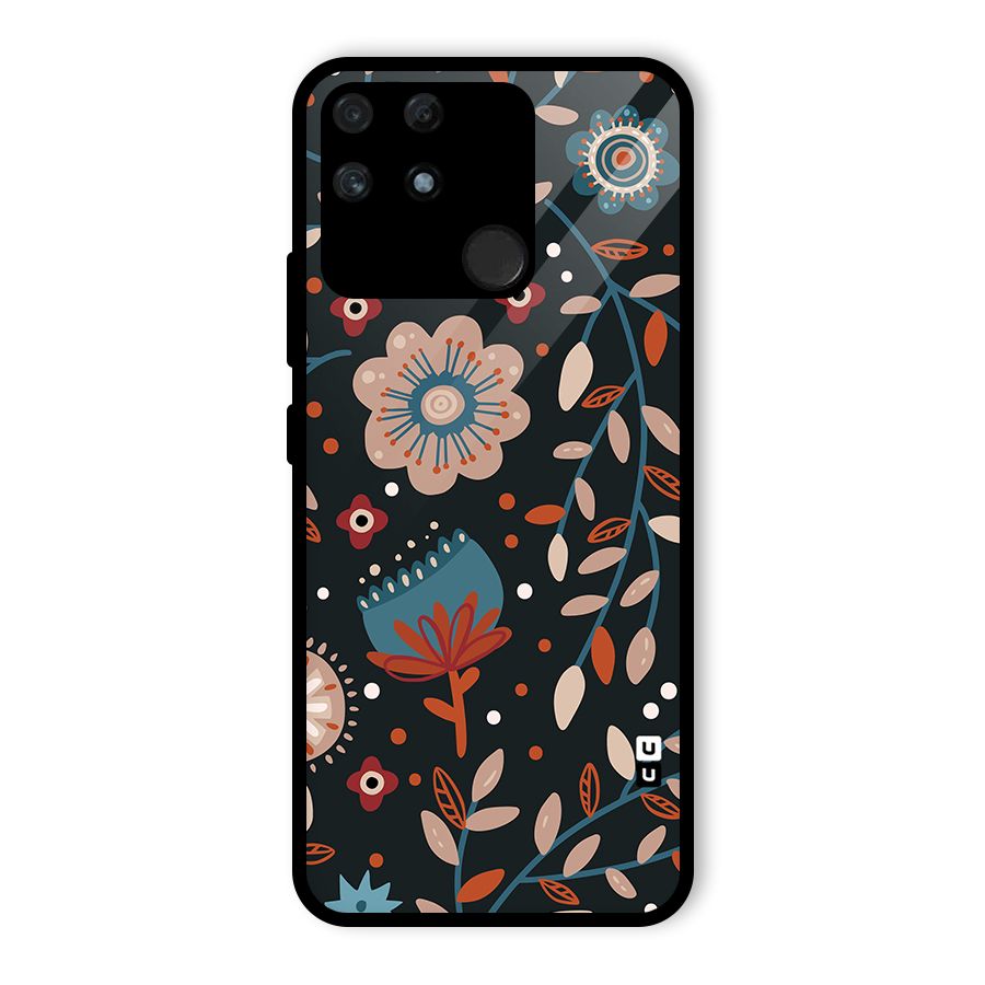 Nordic Arts Flowery Space Glass Back Case for Realme Narzo 50A