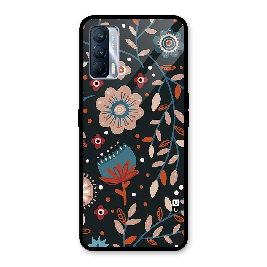 Nordic Arts Flowery Space Glass Back Case for Realme X7