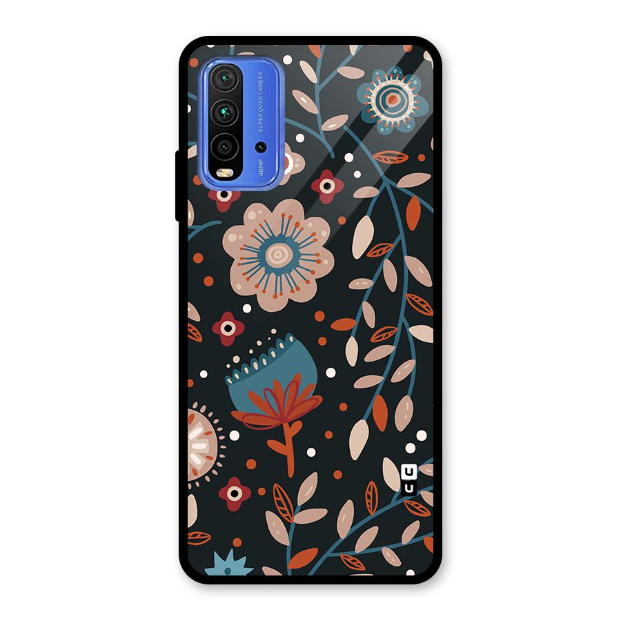 Nordic Arts Flowery Space Glass Back Case for Redmi 9 Power