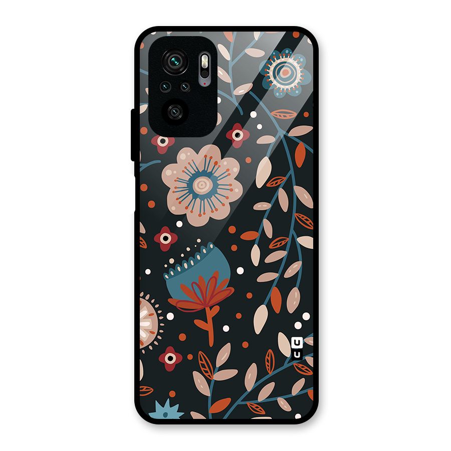 Nordic Arts Flowery Space Glass Back Case for Redmi Note 10S