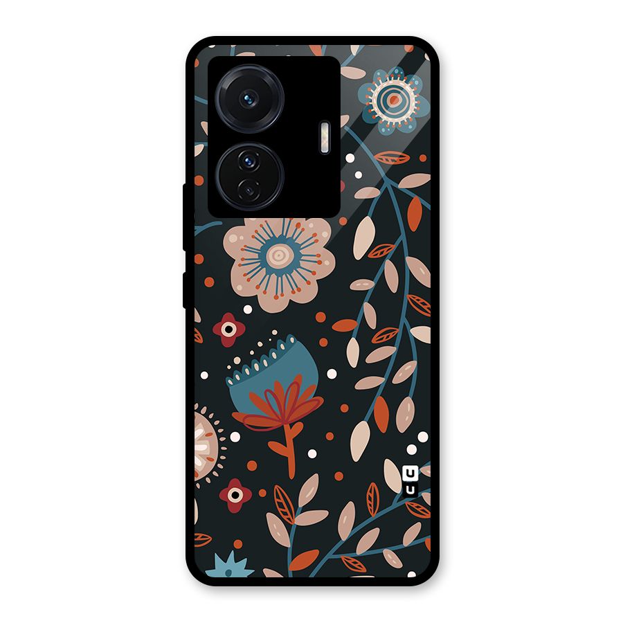 Nordic Arts Flowery Space Glass Back Case for Vivo T1 Pro