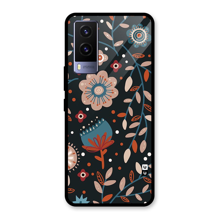 Nordic Arts Flowery Space Glass Back Case for Vivo V21e 5G