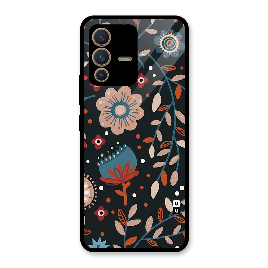 Nordic Arts Flowery Space Glass Back Case for Vivo V23 5G