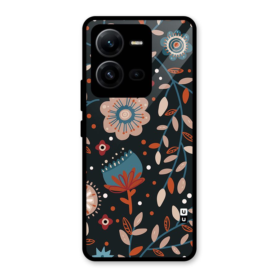 Nordic Arts Flowery Space Glass Back Case for Vivo V25