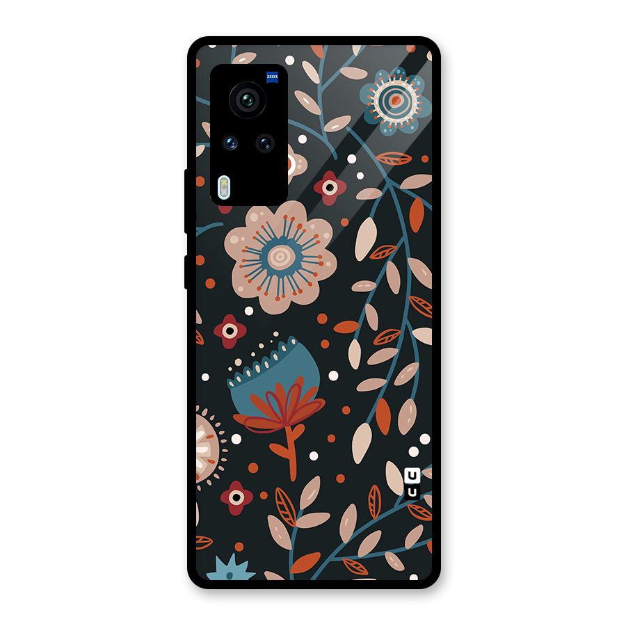 Nordic Arts Flowery Space Glass Back Case for Vivo X60 Pro