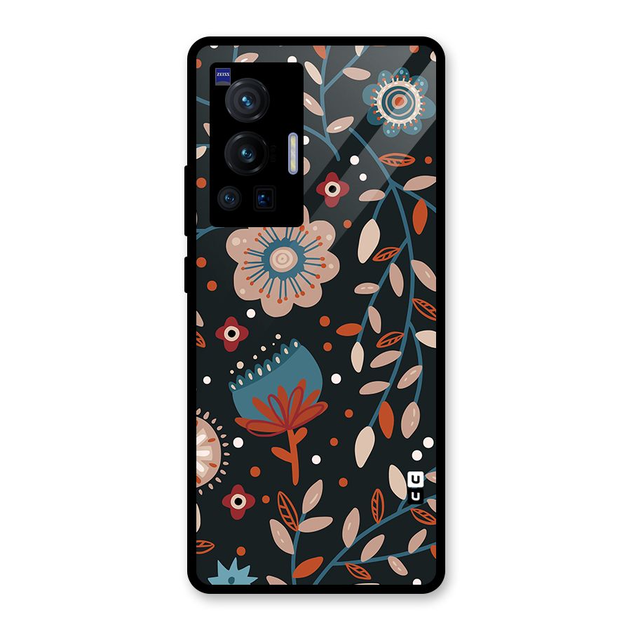 Nordic Arts Flowery Space Glass Back Case for Vivo X70 Pro