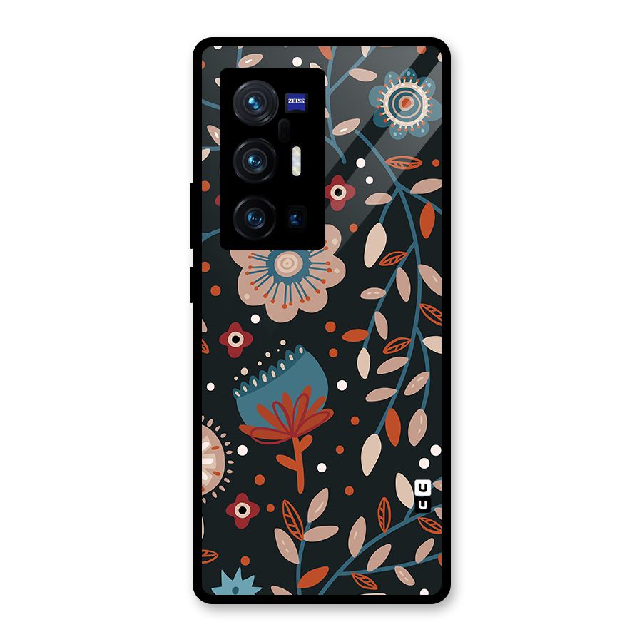 Nordic Arts Flowery Space Glass Back Case for Vivo X70 Pro Plus