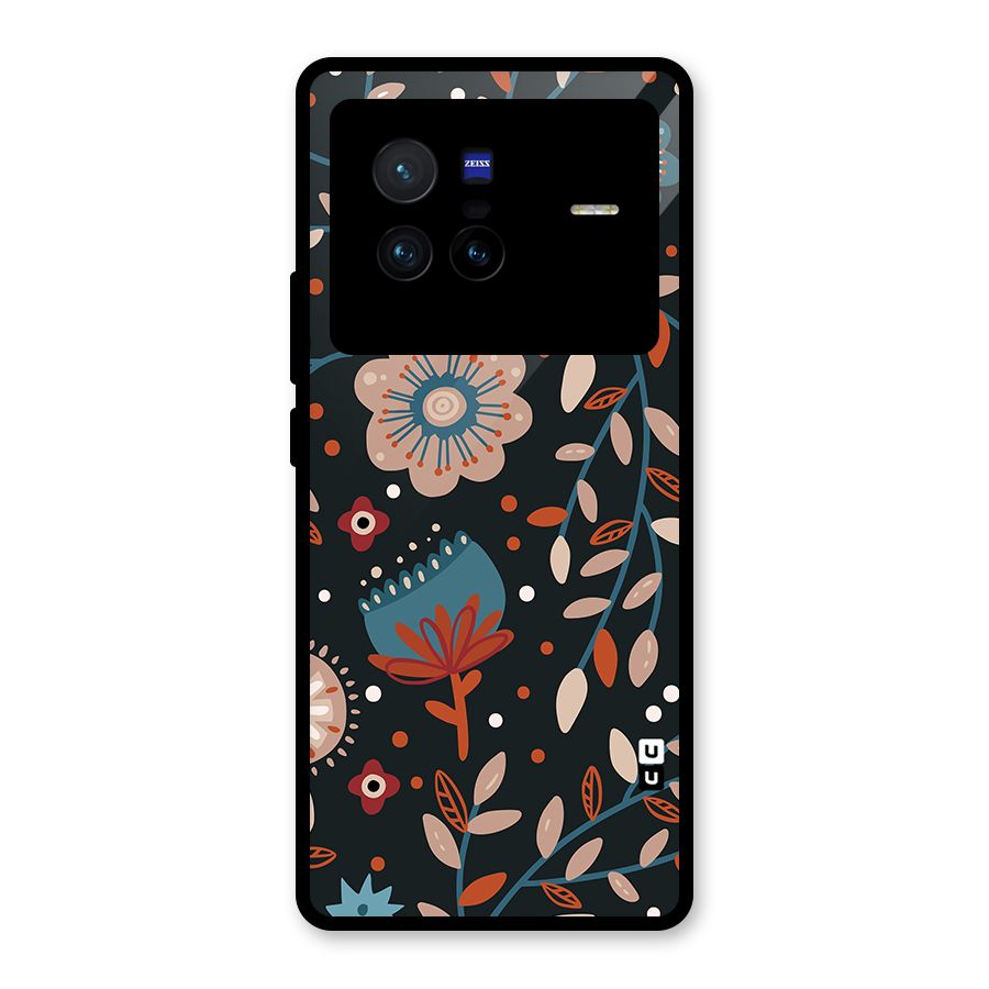 Nordic Arts Flowery Space Glass Back Case for Vivo X80