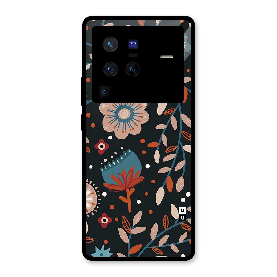 Nordic Arts Flowery Space Glass Back Case for Vivo X80 Pro