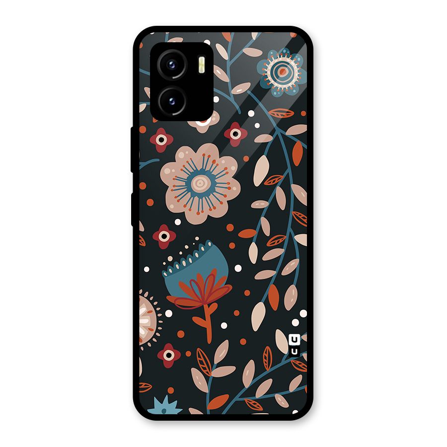 Nordic Arts Flowery Space Glass Back Case for Vivo Y15s
