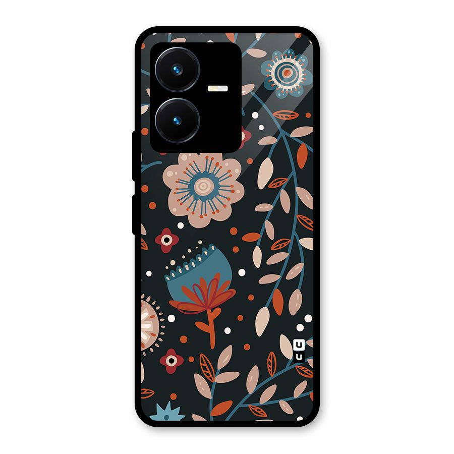 Nordic Arts Flowery Space Glass Back Case for Vivo Y22