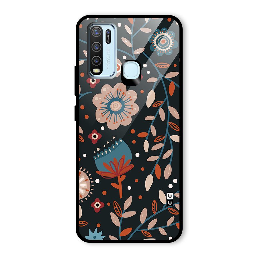 Nordic Arts Flowery Space Glass Back Case for Vivo Y30