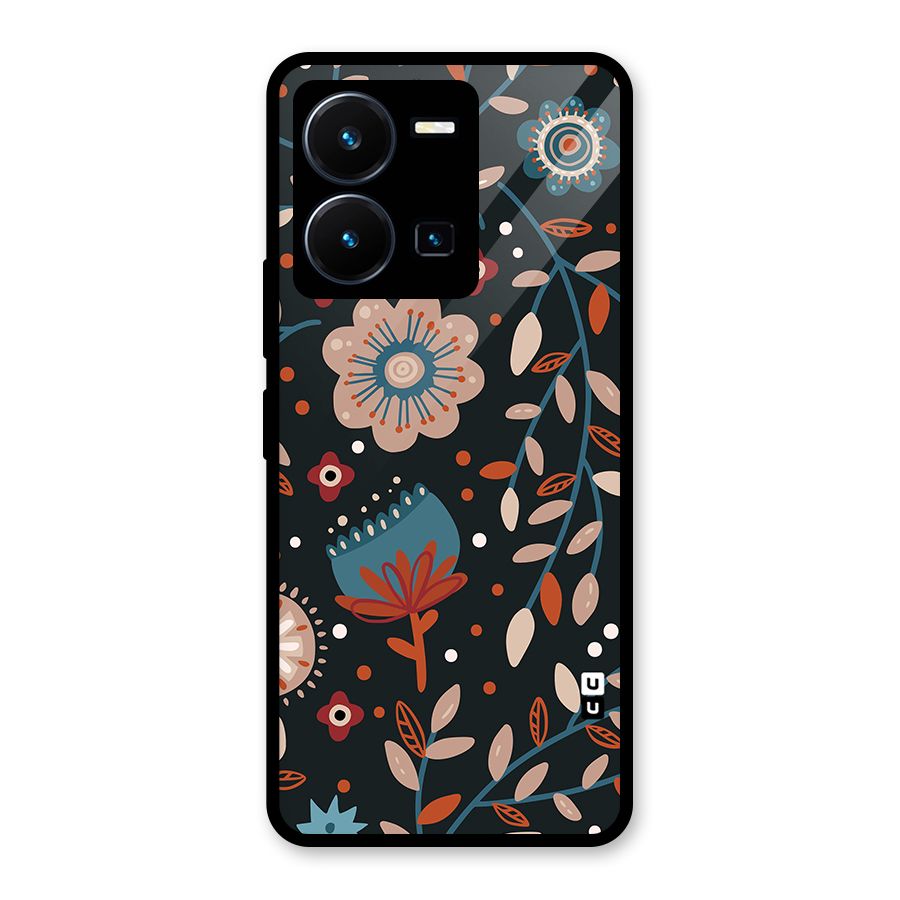 Nordic Arts Flowery Space Glass Back Case for Vivo Y35