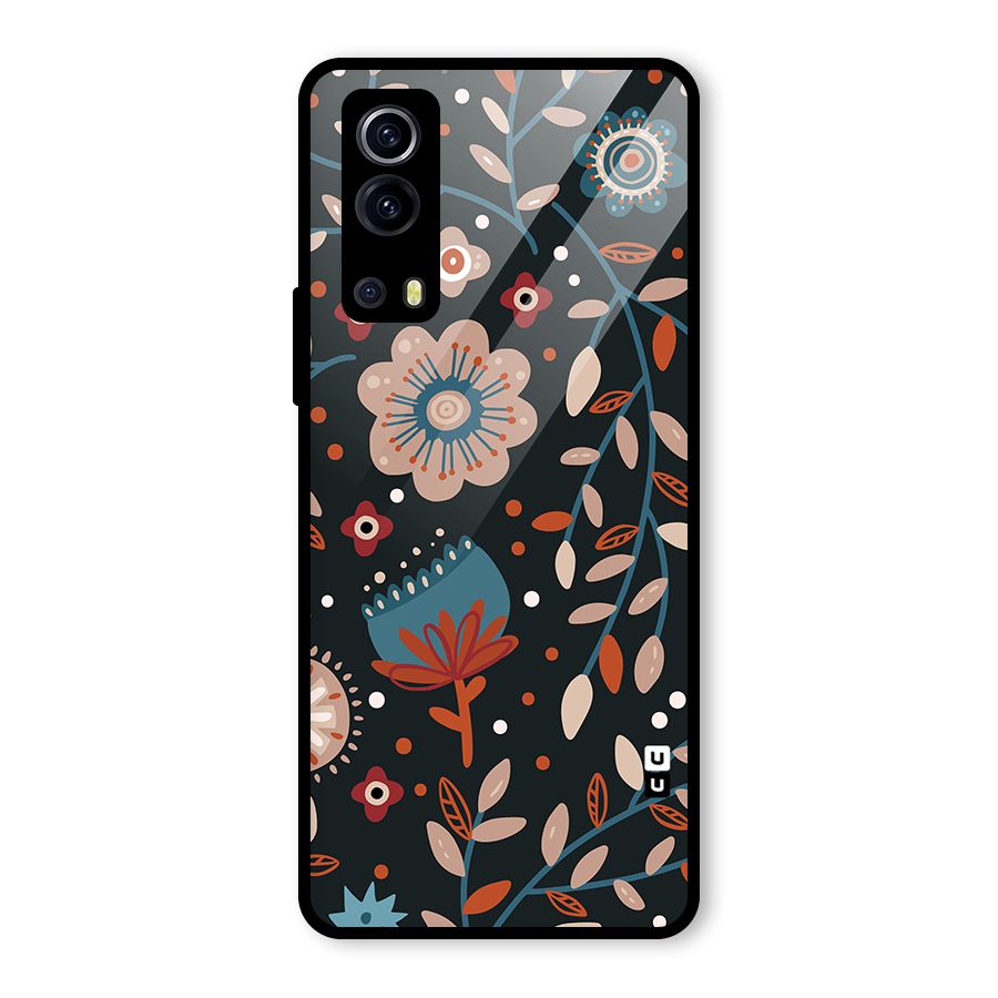 Nordic Arts Flowery Space Glass Back Case for Vivo iQOO Z3