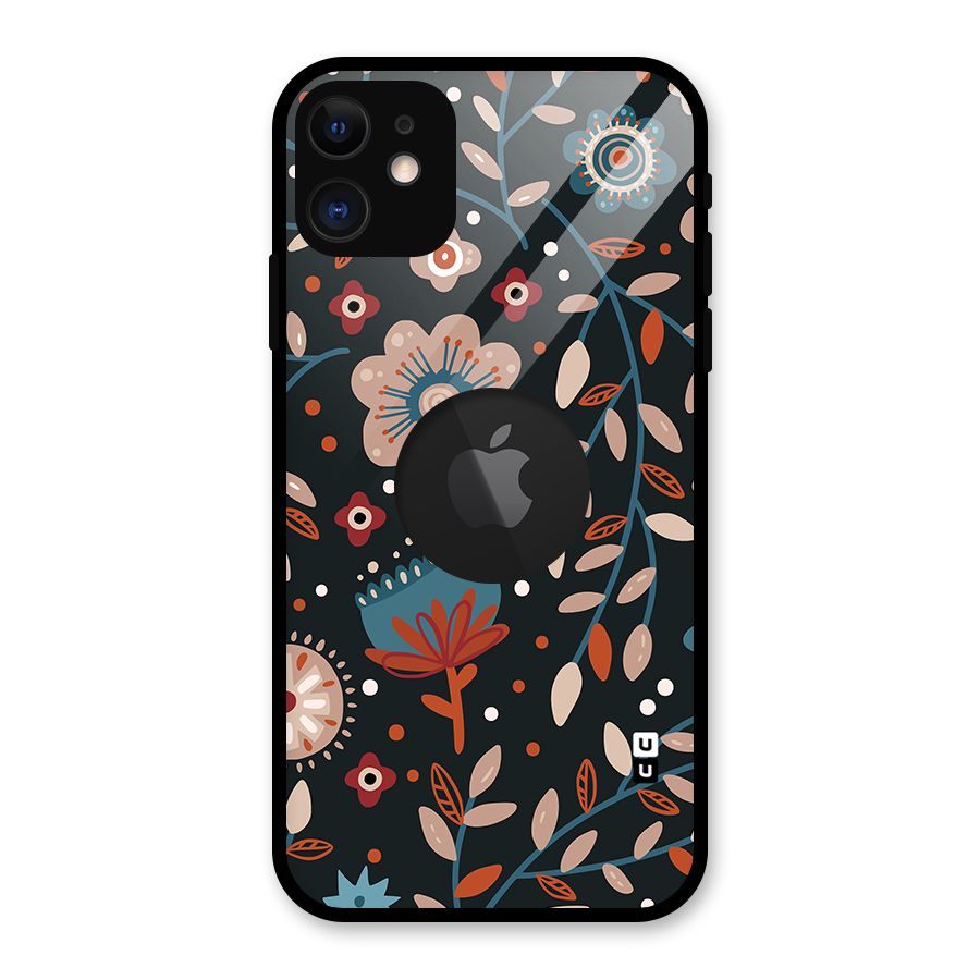 Nordic Arts Flowery Space Glass Back Case for iPhone 11 Logo Cut