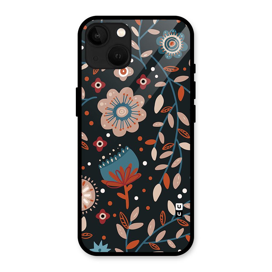Nordic Arts Flowery Space Glass Back Case for iPhone 13