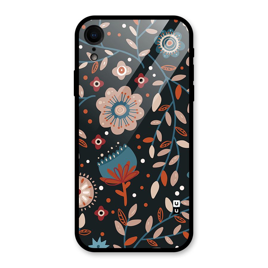 Nordic Arts Flowery Space Glass Back Case for iPhone XR