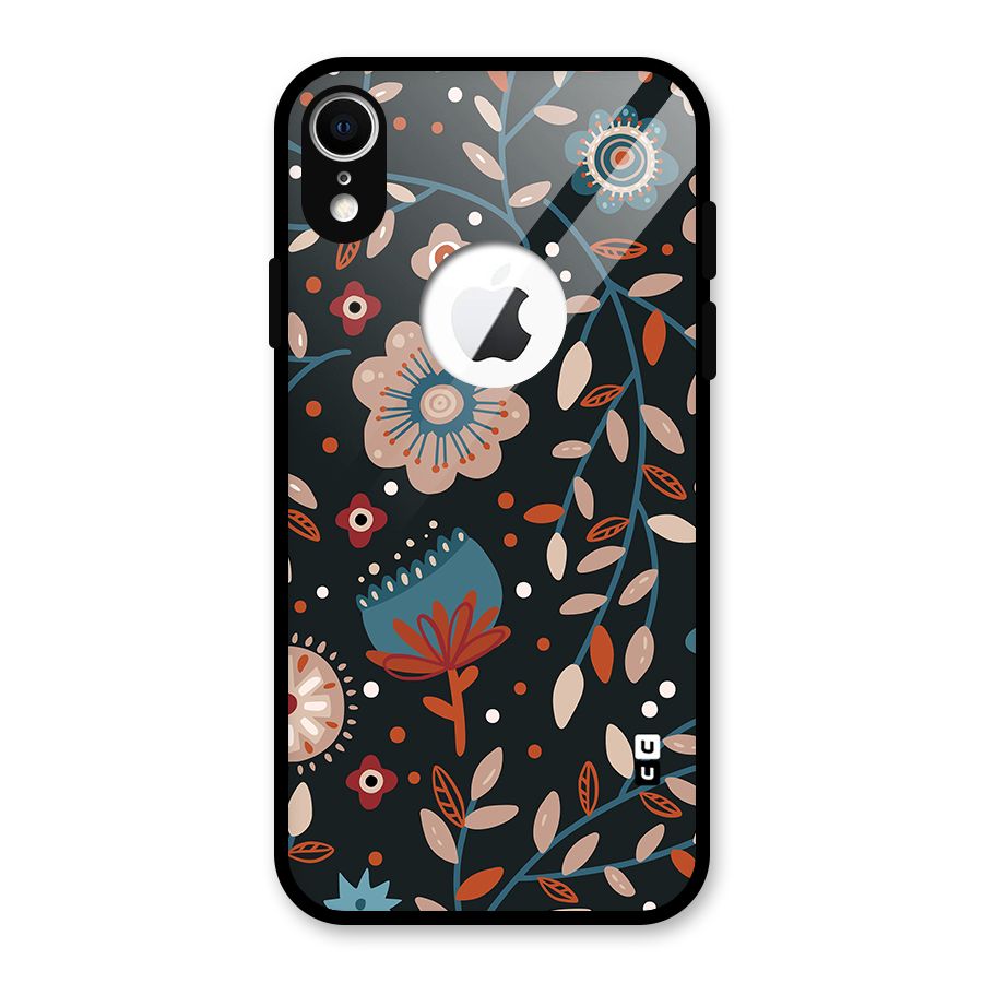 Nordic Arts Flowery Space Glass Back Case for iPhone XR Logo Cut