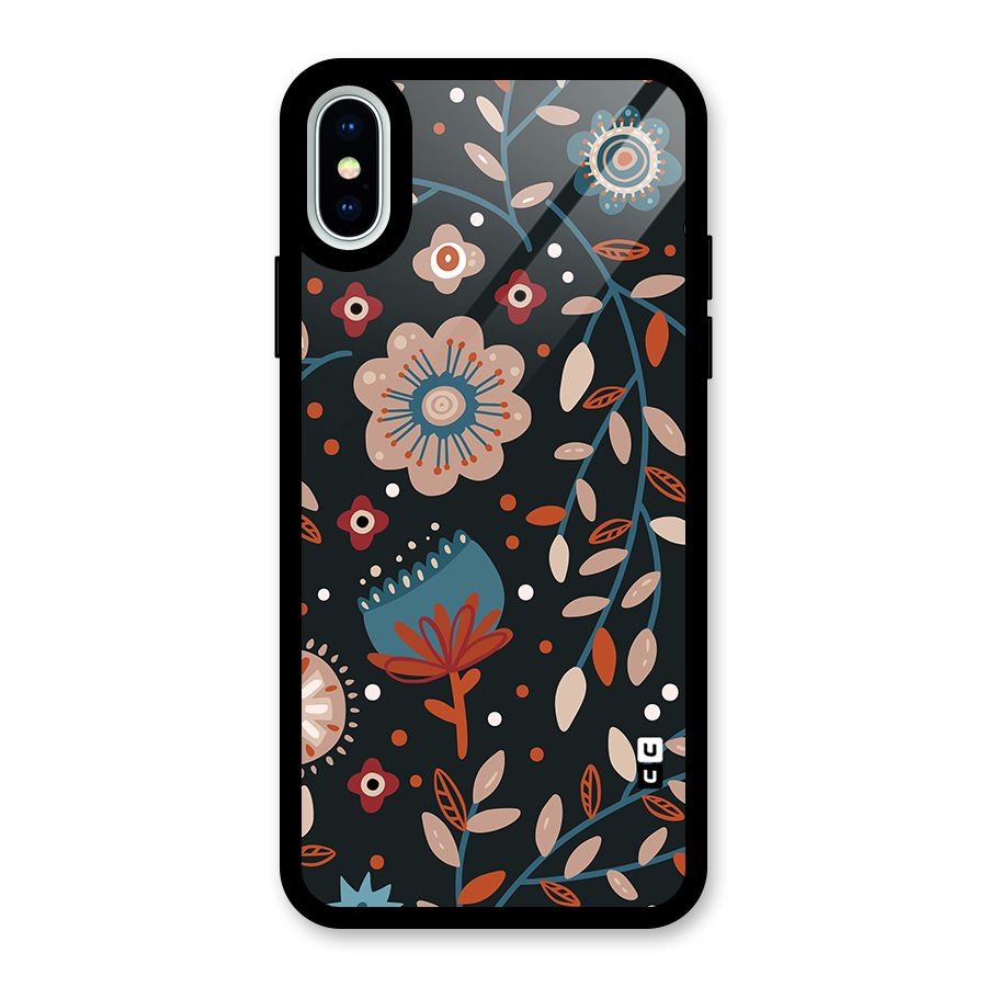 Nordic Arts Flowery Space Glass Back Case for iPhone XS