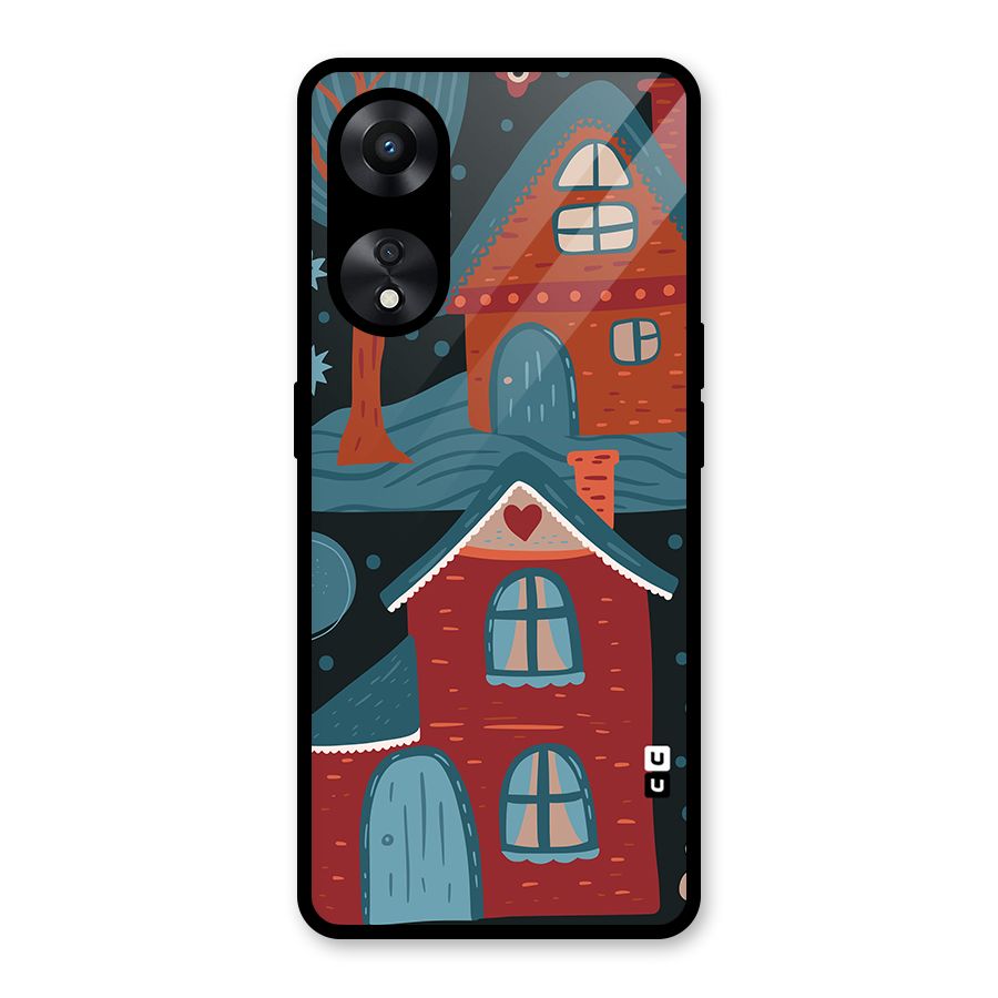 Nordic Arts Houses Glass Back Case for Oppo A78