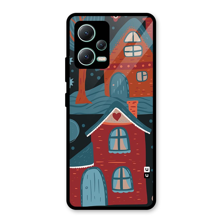 Nordic Arts Houses Glass Back Case for Redmi Note 12 5G