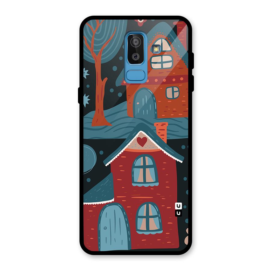 Nordic Arts Houses Glass Back Case for Galaxy J8