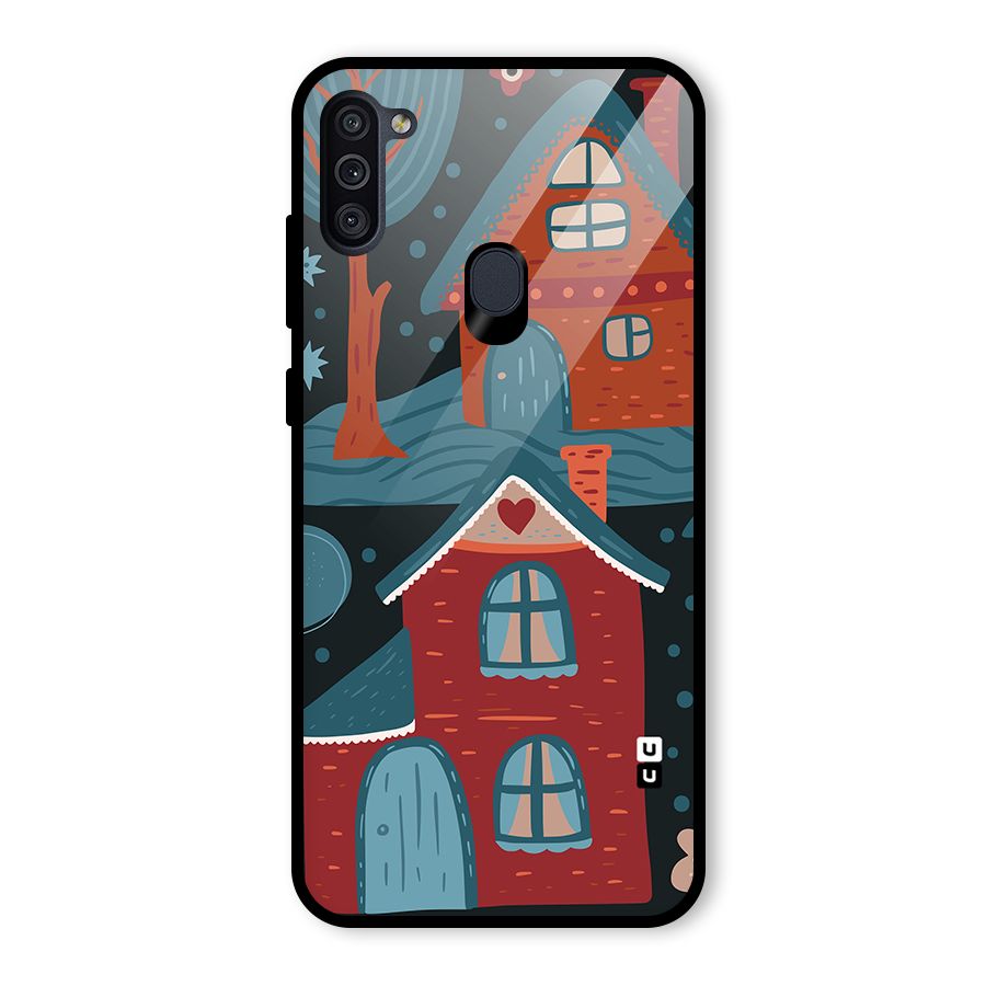 Nordic Arts Houses Glass Back Case for Galaxy M11