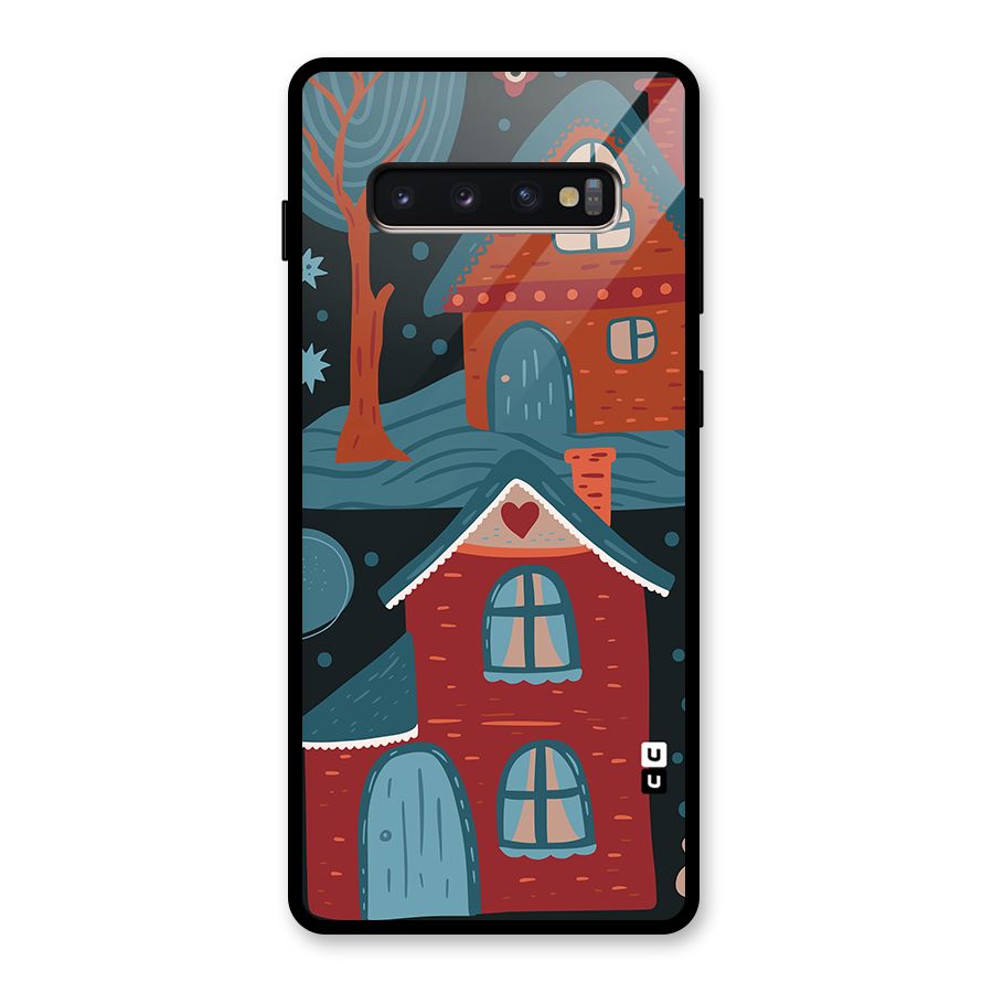 Nordic Arts Houses Glass Back Case for Galaxy S10 Plus