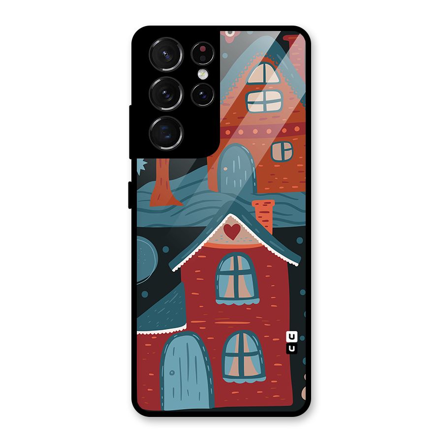 Nordic Arts Houses Glass Back Case for Galaxy S21 Ultra 5G
