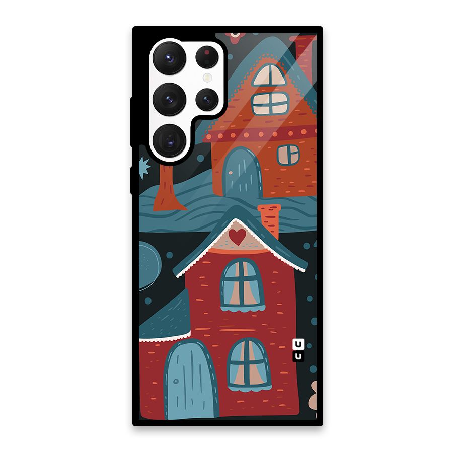 Nordic Arts Houses Glass Back Case for Galaxy S22 Ultra 5G