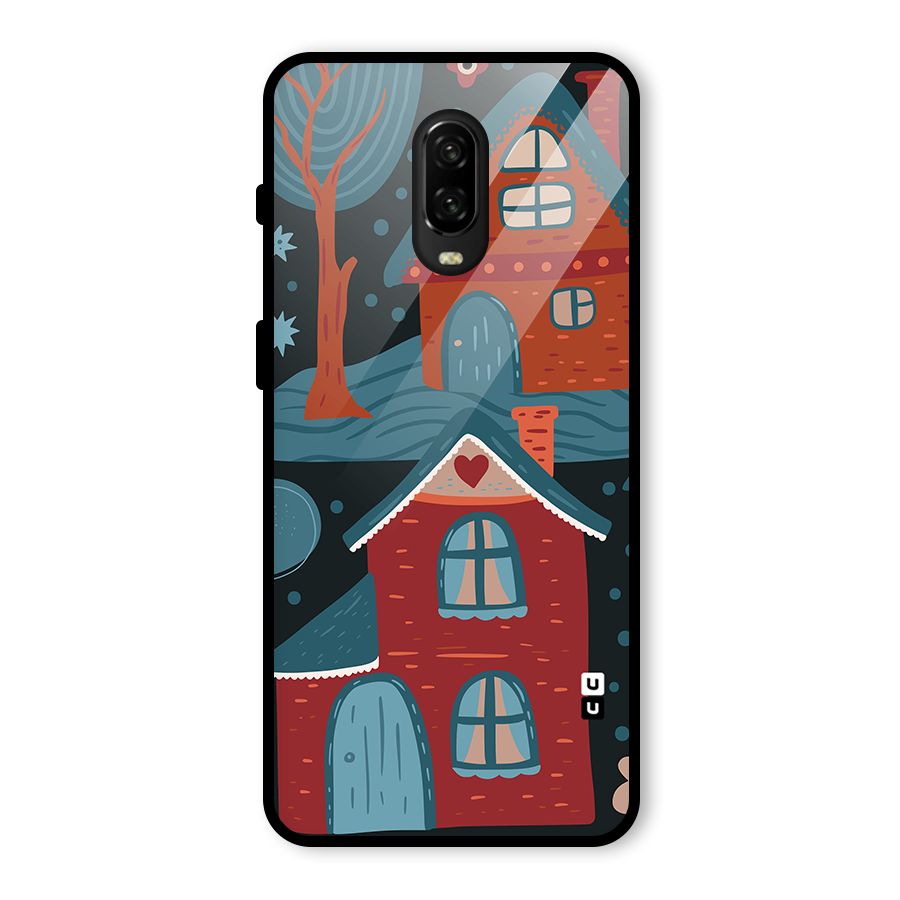 Nordic Arts Houses Glass Back Case for OnePlus 6T
