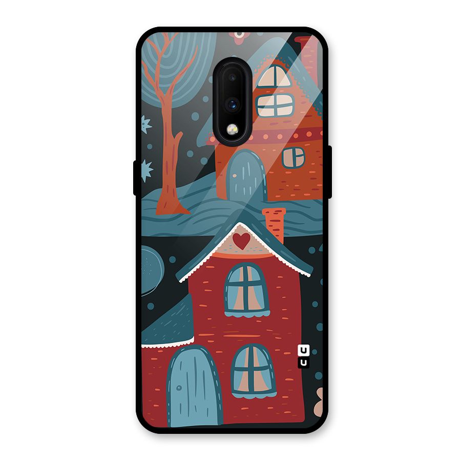 Nordic Arts Houses Glass Back Case for OnePlus 7