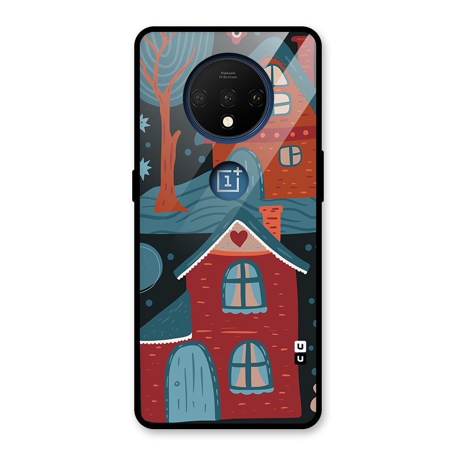 Nordic Arts Houses Glass Back Case for OnePlus 7T