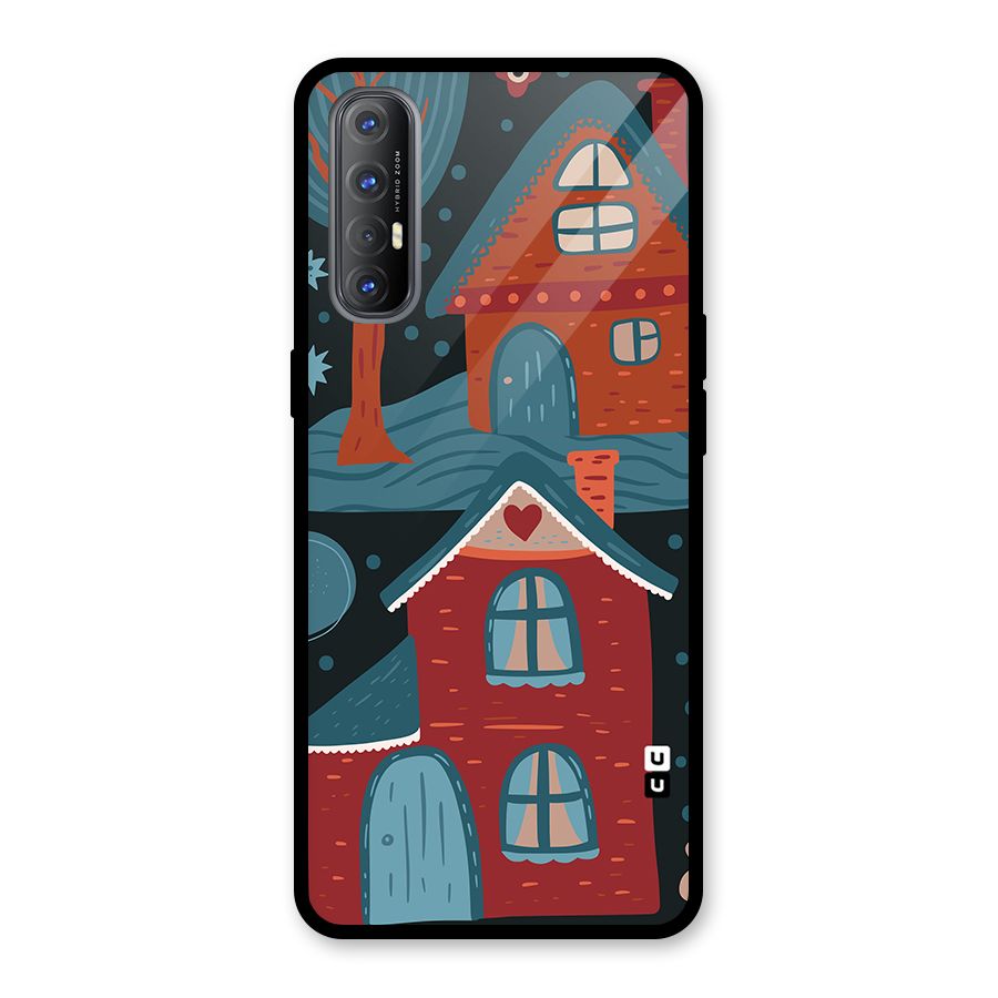 Nordic Arts Houses Glass Back Case for Oppo Reno3 Pro