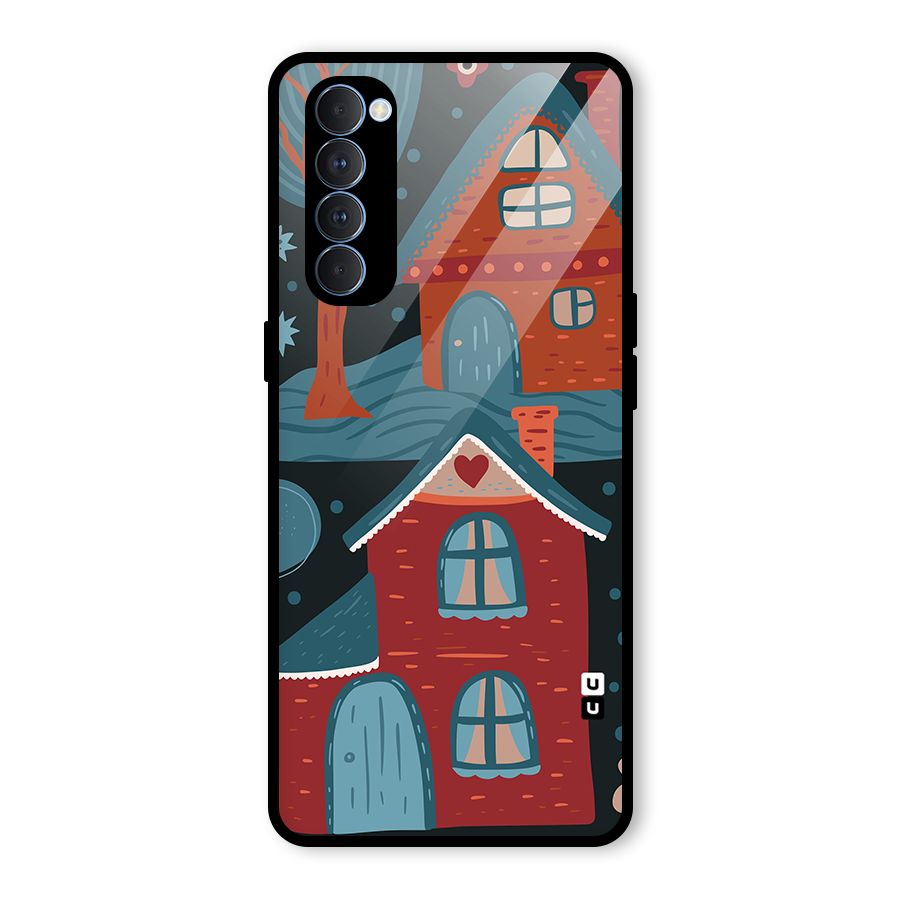 Nordic Arts Houses Glass Back Case for Oppo Reno4 Pro