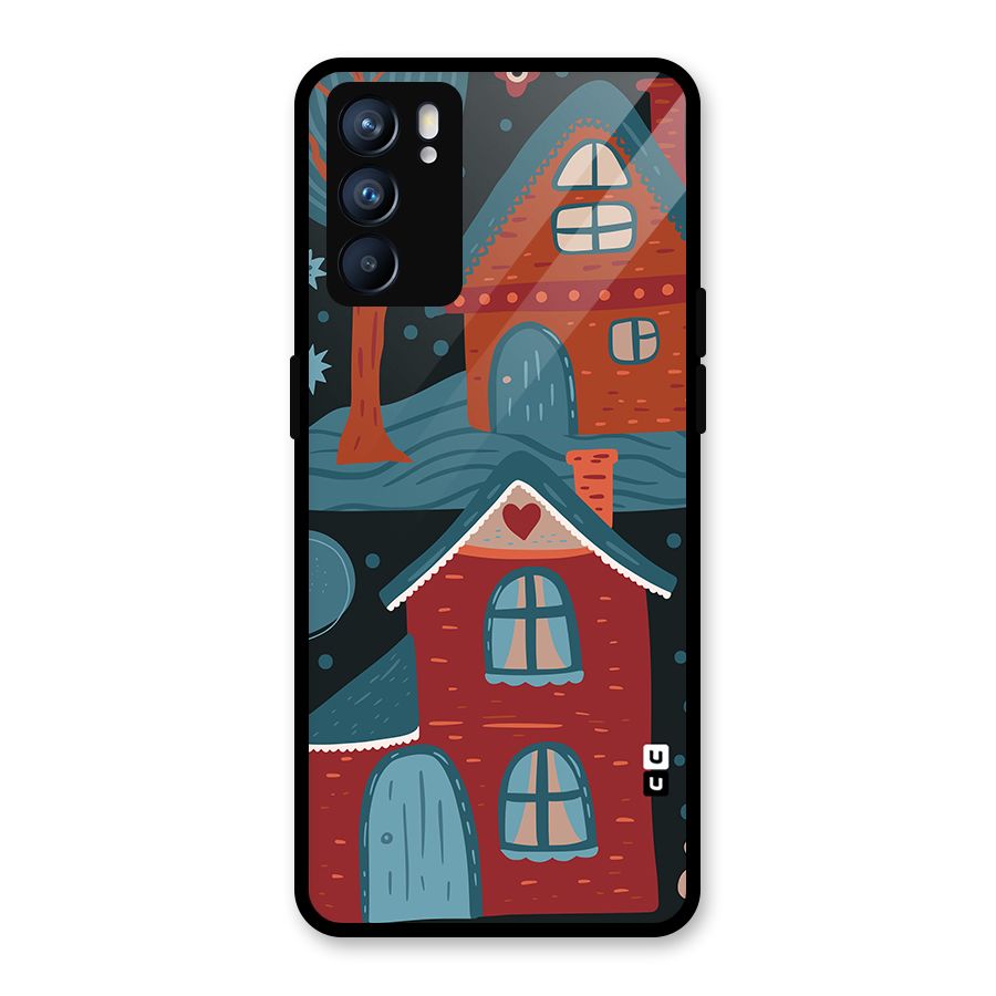 Nordic Arts Houses Glass Back Case for Oppo Reno6 5G