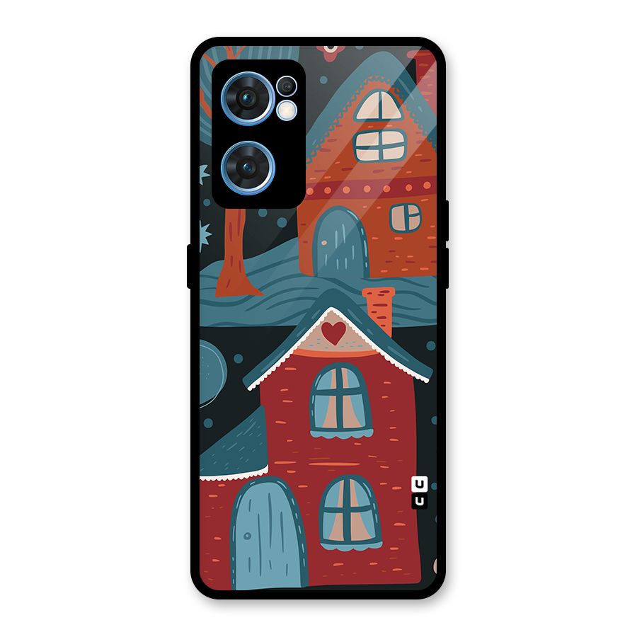 Nordic Arts Houses Glass Back Case for Oppo Reno7 5G