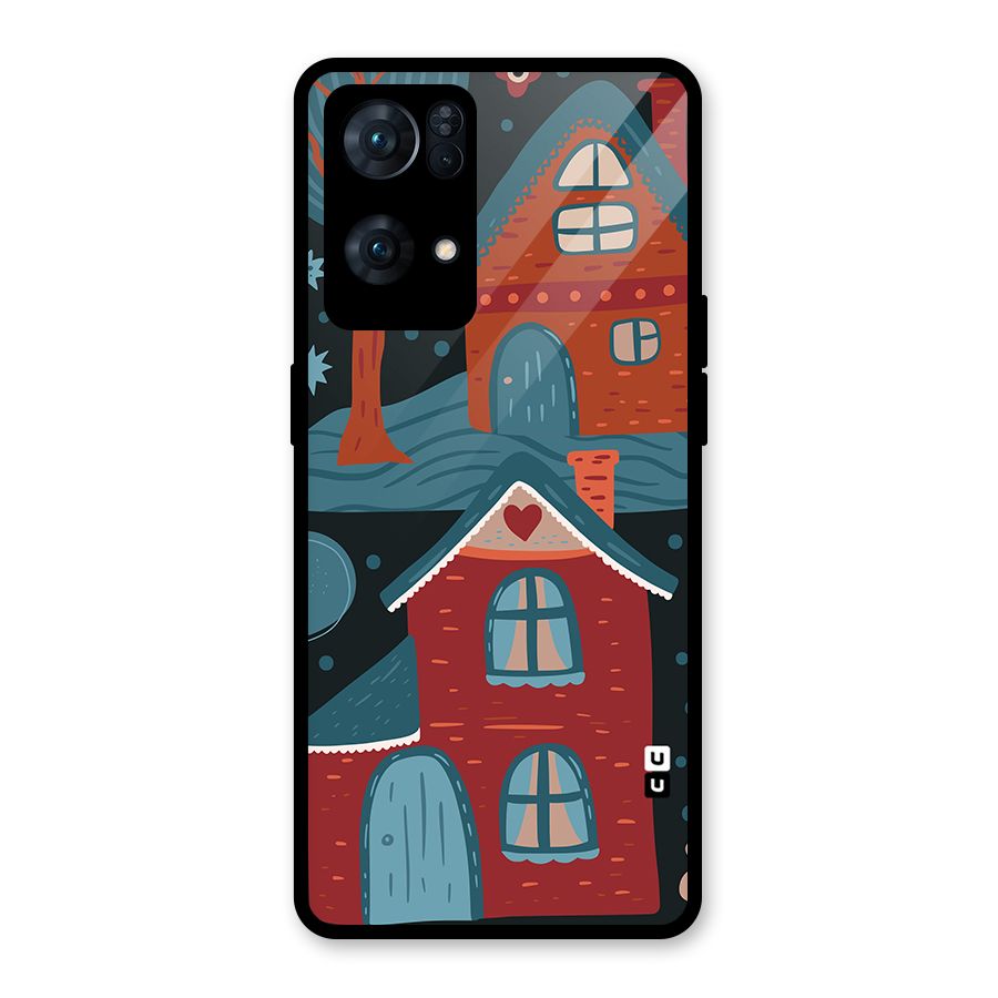 Nordic Arts Houses Glass Back Case for Oppo Reno7 Pro 5G