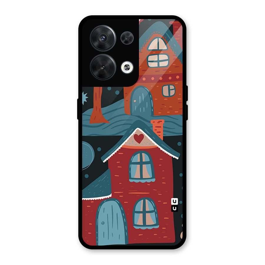 Nordic Arts Houses Glass Back Case for Oppo Reno8 5G