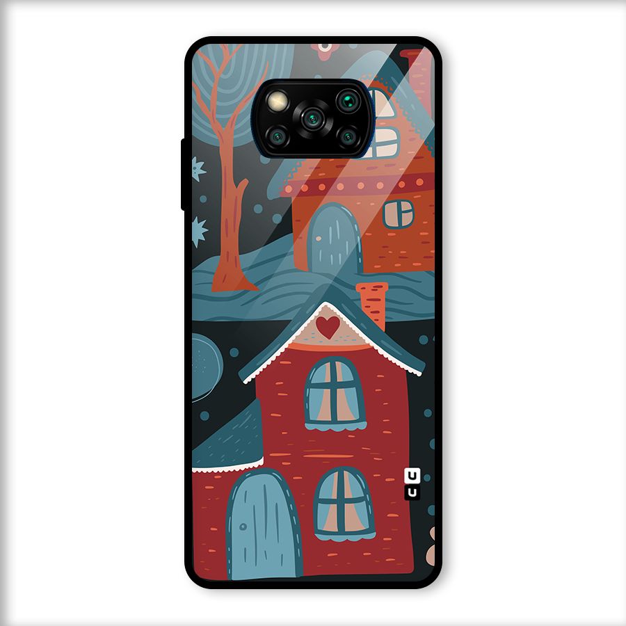 Nordic Arts Houses Glass Back Case for Poco X3