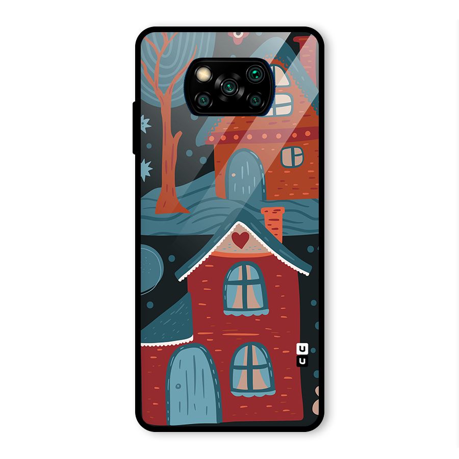 Nordic Arts Houses Glass Back Case for Poco X3 Pro