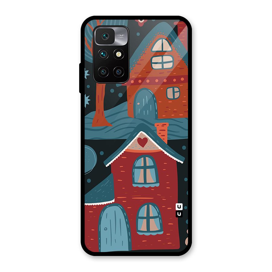 Nordic Arts Houses Glass Back Case for Redmi 10 Prime