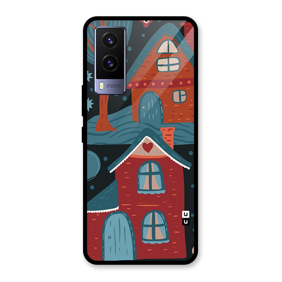 Nordic Arts Houses Glass Back Case for Vivo V21e 5G