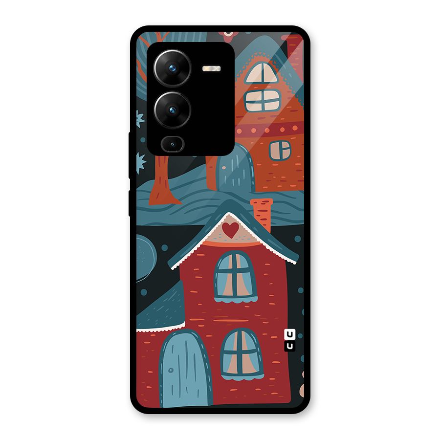 Nordic Arts Houses Glass Back Case for Vivo V25 Pro